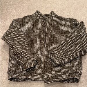 Women’s Brown & White Bouclé Bomber Jacket